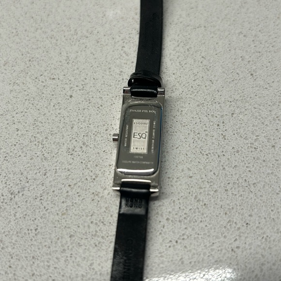 Vintage ESQ by Movado. Swiss made ladies watch. Black strap, silver with blue - Picture 5 of 6